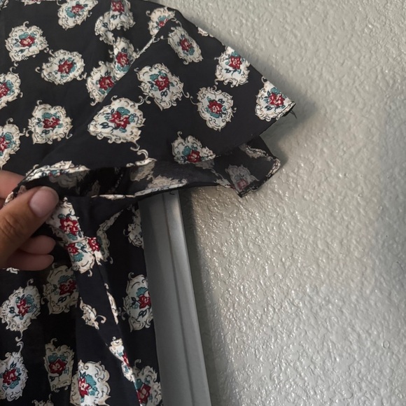 VINTAGE Floral Black Dress with adjustable waist - Picture 8 of 10